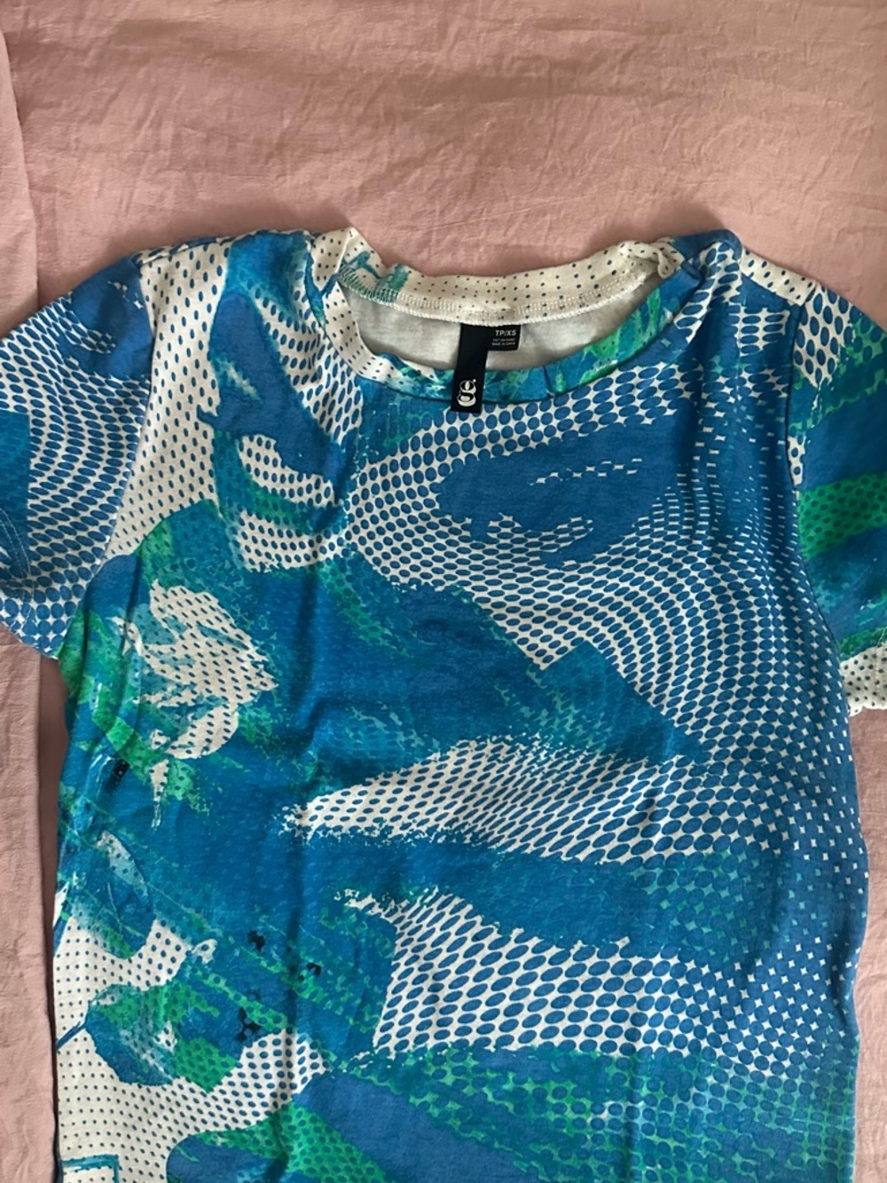 Blue & Green Abstract Print Tee